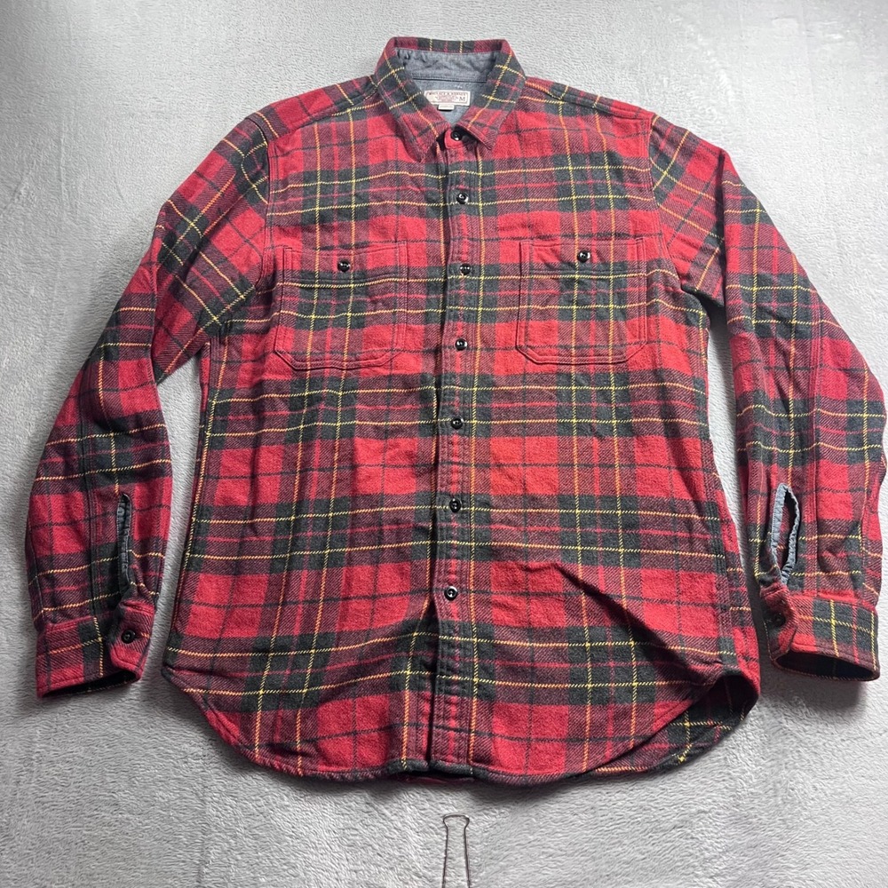 Wallace & Barnes J.Crew Heavyweight Flannel Shirt Mens Medium Red Plaid E4467 - Picture 3 of 9